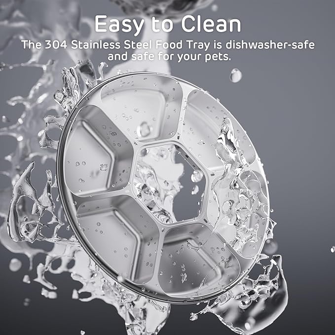 [Stainless Steel Food Tray] Brioche Automatic Wet Food Feeder for Pets - True 6-Meal Cordless Fresh Can Dispenser with Two Ice Packs, Perfect for Newborn Senior Sick Cats and Small Dogs