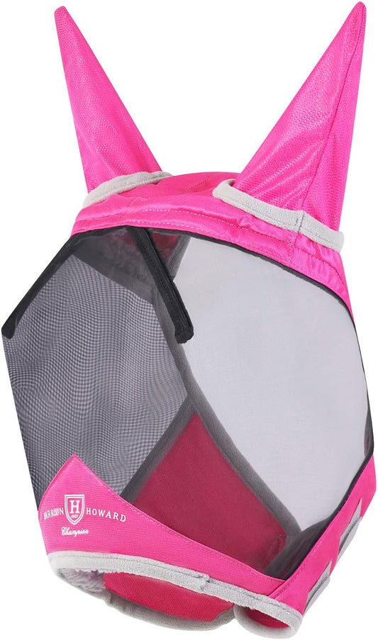 Harrison Howard CareMaster Pro Luminous Fine Mesh UV-Proof Fleece Padding Fly Mask Half Face Flamingo (S; Pony)