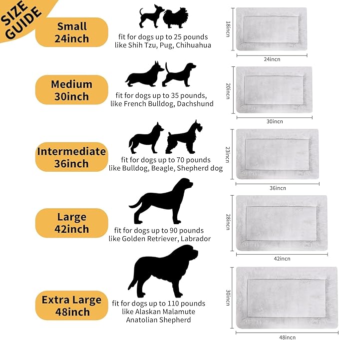 Dog Crate Pad Dog Bed Mat for XL Large Dogs Washable Pet Kennel Pad for 48 inch Cage Ultra Soft Flat Puppy Mattress Cat Cushion for Cozy Sleeping Anti-Slip (48" x 30", Grey)