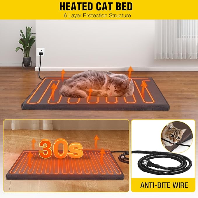 Aivituvin Outdoor Cat House Heated Feral Kitty Shelter with Heating Pad for Winter Dog House Upgrade Insulated Liner for Rabbit,Bunnies,Cats and Dogs,Waterproof