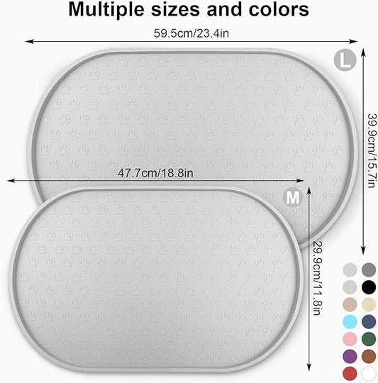 KPWACD Dog Food Mat Anti-Slip Bowl Mats for Food and Water, High-Lips Waterproof Pet Placemat Prevent Messy Spills to Floor, Silicone Puppy Feeding Trays for Large Medium Small Dogs Cats