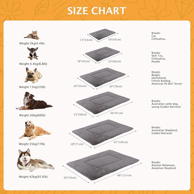 Reversible Dog Bed Mat with Plush and Corn Velvet,Soft Warm Pet Cushion, Dual Purpose Washable Sleeping Mattress Bed for Small Medium Large Dog and Cat XB004 (48"*30", Light Grey)