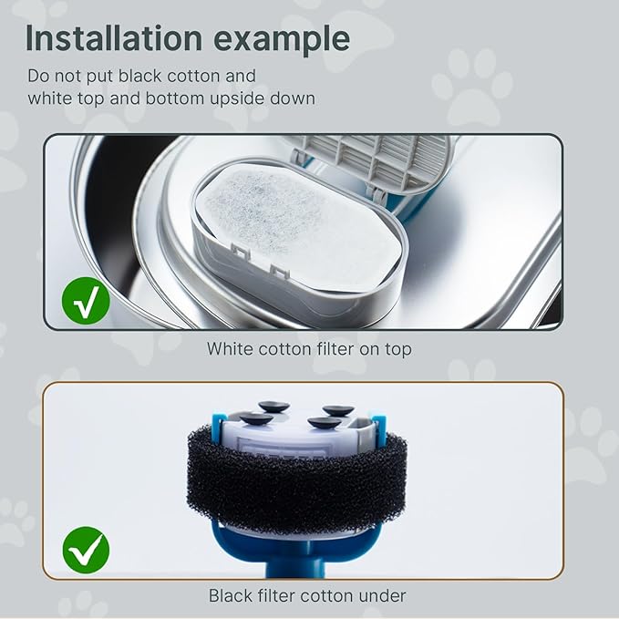 32 Pcs Cat Water Fountain Filters,16 Pack Cat Water Fountain Replacement Filters & 16 Pack Pre-Filter Sponges,Pet Fountain Filter Replacement for 3.2L/108oz Stainless Steel Fountain