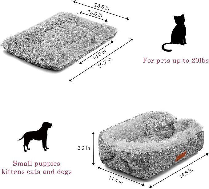 Cat Bed Small Dog Bed, Self Warming Cat Beds Self Heating Cat Dog Mat, Extra Warm Thermal Pet Pad for Indoor Outdoor Pets, Calming Dog Crate Bed Pet Cushion, 23.6x19.7inch