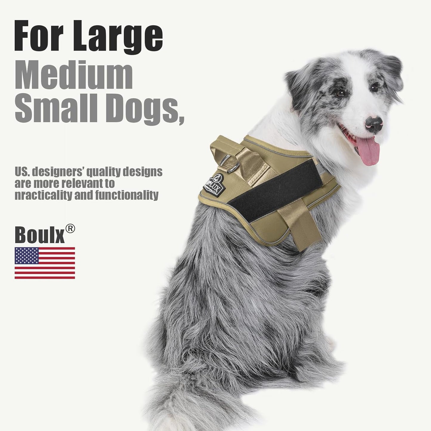 Bolux Dog Harness, No-Pull Reflective Dog Vest, Breathable Adjustable Pet Harness with Handle for Outdoor Walking - No More Pulling, Tugging or Choking