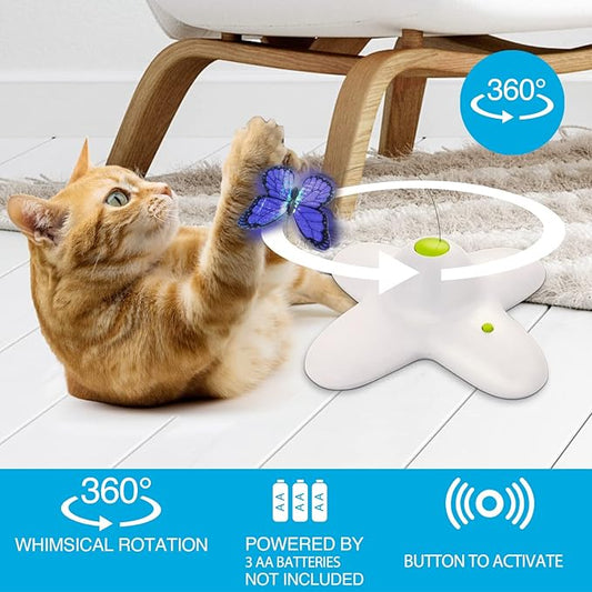 All for Paws Cat Toys Interactive Butterfly Flutter Bug Cat Automatic Toy Stimulating Kitty Toys Enrichment for Indoor Cats