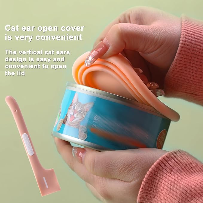 6 Pcs Pet Food Can Supplies Set, 3 Pcs Silicone Dog Cat Food Can Covers Lids and 3 Pcs Cat Food Mix Spoons, Dishwasher Safe