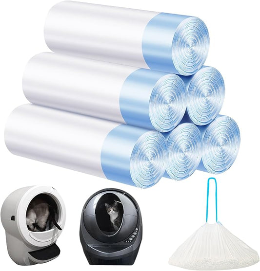 Cat Litter Bags 120 Count,26.37"x15.74" Drawstring Close Litter Box Liners for Automatic Litter Box,Thick Cat Poop Bags,Easy to Clean,Heavy Duty Robot Bag for Self-Cleaning Box