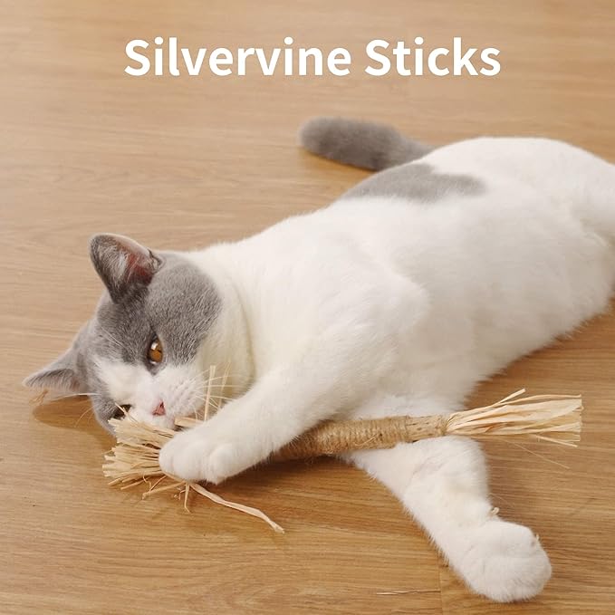 PAZ'S GIFT Catnip Toy Cat Toys Catnip Toy cat chew Toy cat Kicking silvervine Stick Teeth Cleaning Cute Kitten Teething Indoor Interactivecat Dental Care Matatabi (Raffia 2pcs)