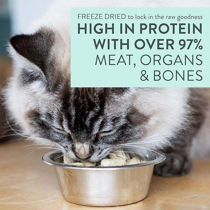 Meow Freeze Dried Cat Food - Beef & Hoki Recipe, High Protein Cat Treats, Meals & Toppers, Dry Cat Food,1.76 oz