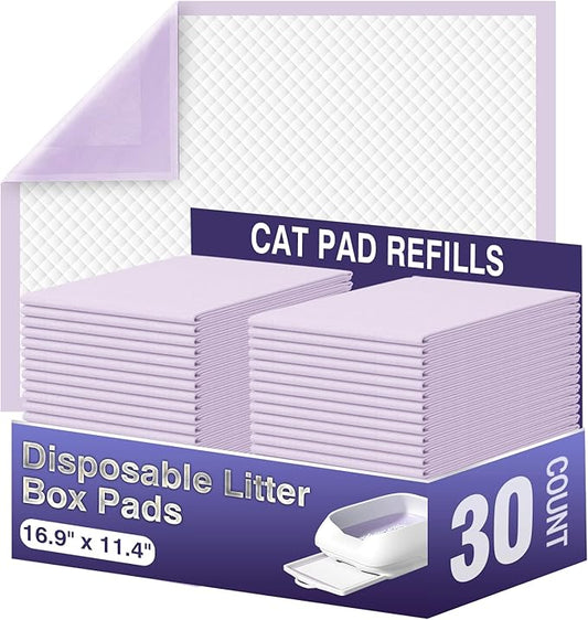 IMMCUTE Cat Pads 16.9" X 11.4", 30 Ct | Pee Pads for Cats | Thickened 6-Layer Super Absorbent Pads | Pee Pads for Tidy Cats Breeze Litter System | Cat Pee Pads