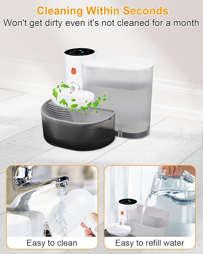 Smart Pet Water Fountain,Filterless Cat Water Fountain No Filter,3L/102oz Ultra Silent Cat Fountain, Separation Design(Includes A Silicone Food Mat)