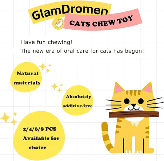 Natural Silvervine Sticks Cat Toys, Catmint Silvervine Blend Sticks, Catnip Kittens Chew Toys Teeth Cleaning (6 Pack)