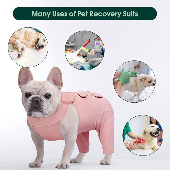 Kuoser Dog Recovery Suit for Back Legs, Thigh Wound Protective Sleeve for Dogs, Dog Recovery Sleeve for Female Male Dogs, Dog Onesie After Surgery Pet Surgical Suit for Spay Neuter, Pink XL