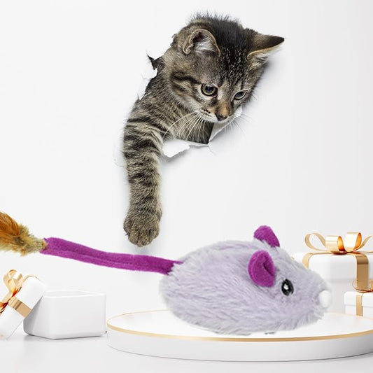Smart Remote Control Cat Toy - Auto-Moving USB Rechargeable Mouse, Interactive Electric Toys for Indoor Cats & Kittens(Purple)