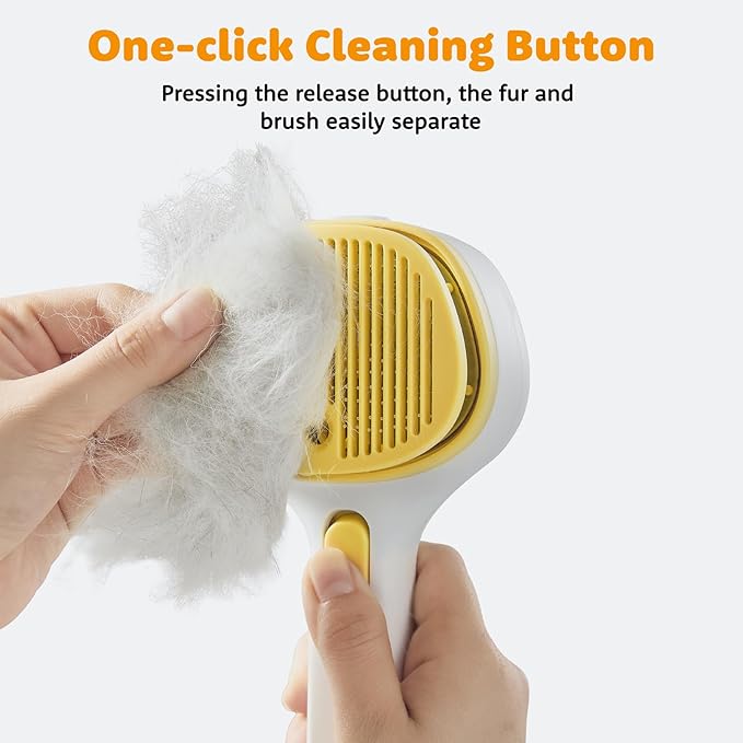 FURGO 3-in-1 Pet Steam Brush for Dogs & Cats – Reduces Static, Replaceable Heads, One-Touch Hair Ejection, Dog Spray Brush for Shedding Control(Long&Short)