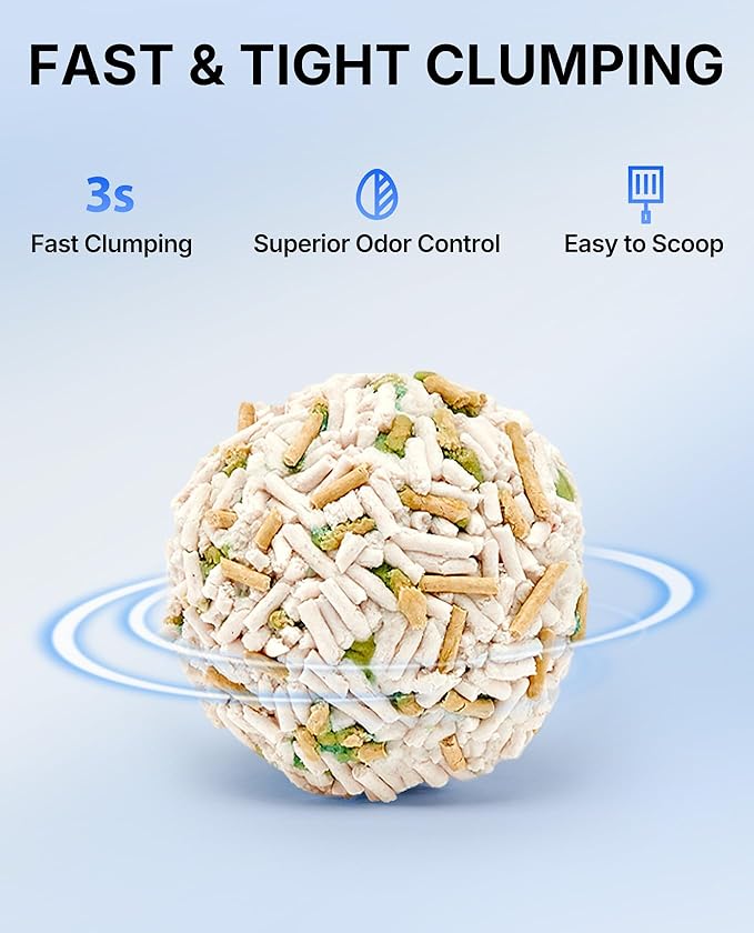 PETKIT 2025 New Urine Monitor Litter, pH Detection Tofu Litter, Superior Clumping 100% Natural Ingredients Plant Cat Litter, Dust-Free and Odor Control, Non-Sticky, Easy Scooping (5.2lb×3bags)