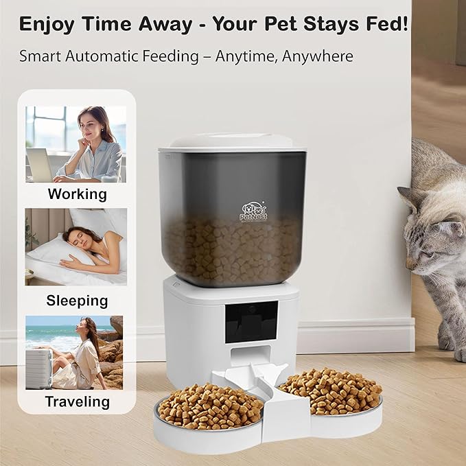 8L Smart Dog and Cat Feeder with WiFi and HD Camera | Automatic Pet Food Dispenser with Tuya App Control, Video Monitoring, Voice Recorder, Night Vision, Timed Feeding|Single Bowl smart Feeder
