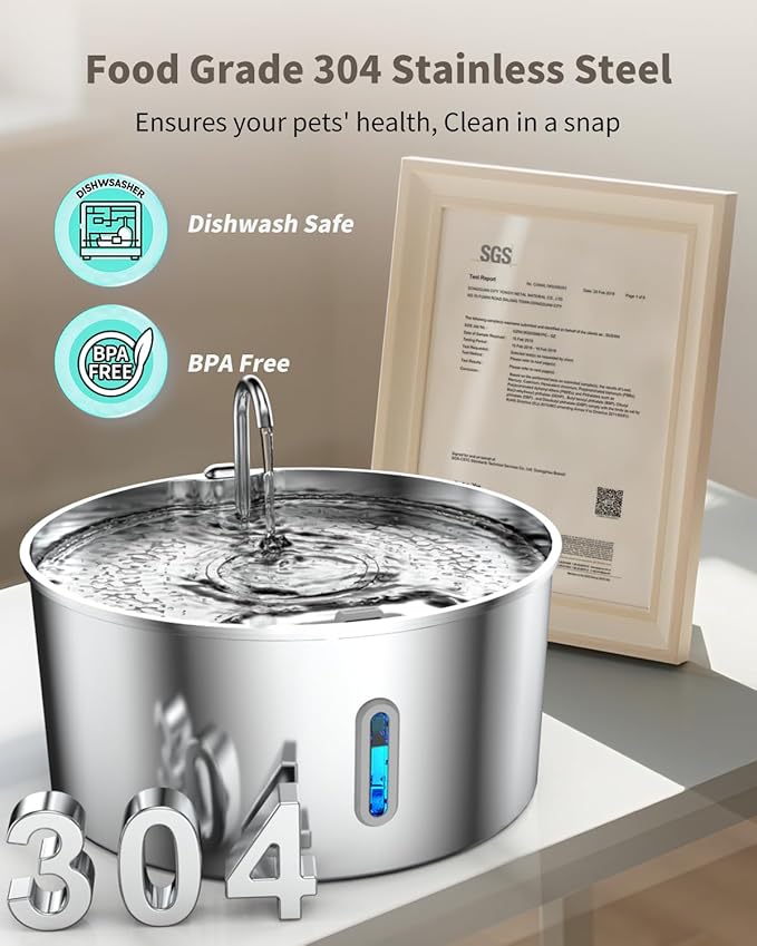 Dog Water Fountain Stainless Steel, 7L/236oz Dog Water Bowl Dispenser for Large Dogs, Automatic Cat Water Fountain