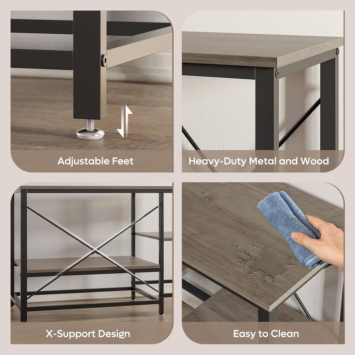 55 Gallon Fish Tank Stand with Charging Station, 49.2x13.8 Metal Aquarium Stand with 3-Tiers Adjustable Storage Shelves, 6-Legs Reptile Terrarium Stand, 700 LBs