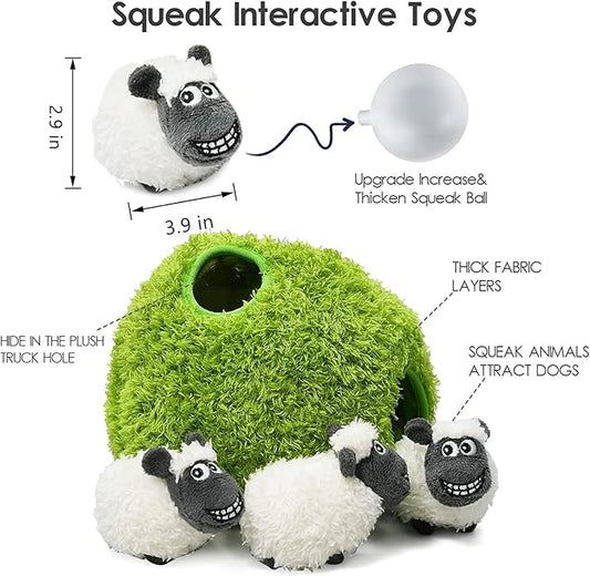 Hide and Seek Dog Puzzle Puppy Toys, Interactive Squeaky Plush, Stuffed Toys for Dogs, Small Size(Sheep, Panda, Forest Animals) (Sheep)