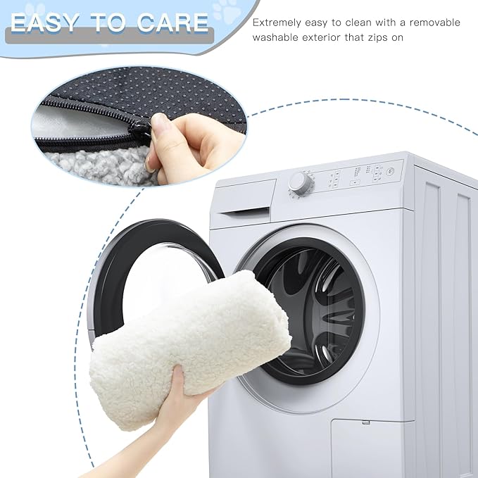 Cat Couch Bed - Cat Bed for Indoor Cats, Calming Pet Sofa Puppy Sleeping Bed with Removable Washable Cover, Cute Dog Couch and Kitty Lounge Chair for 18lbs Cats & Small Dogs(Beige)