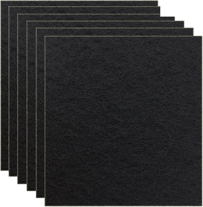 6 Pack Charcoal Cat Litter Box Replacment Filter Hooded Cat Litter Boxes and Pans Carbon Odor Filters, Black