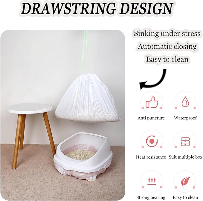 14 Count Cat Litter Box Liners Large 37” x 18” Cat Litter Bags for Poop Jumbo Extra Thick With 2 Mil Pet Waste Litter Drawer Liner Bags