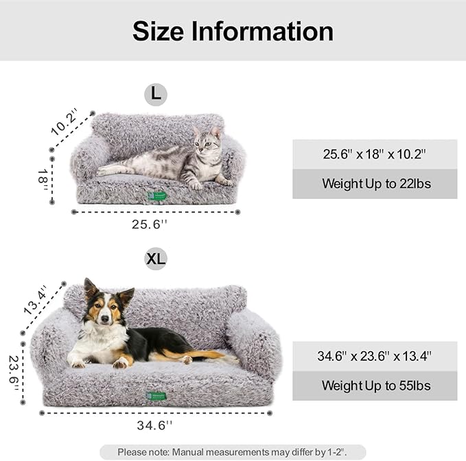 MEWOOFUN Cat Bed for Indoor Cats Dog Bed Medium Small Dog Bed Cat Sofa Cat Dog Couch Orthopedic, Egg- Foam Pet Bed with Removable Washable Cover and Non-Slip Bottom(Medium, Brown)