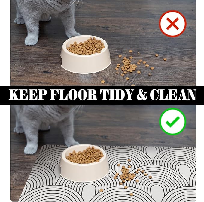 Dog Food Mats for Floors Absorbent, Pet Cat Food Mat - Quick Dry Dog Bowl Mats for Food and Water, Eco-Friendly Boho Pet Supplies