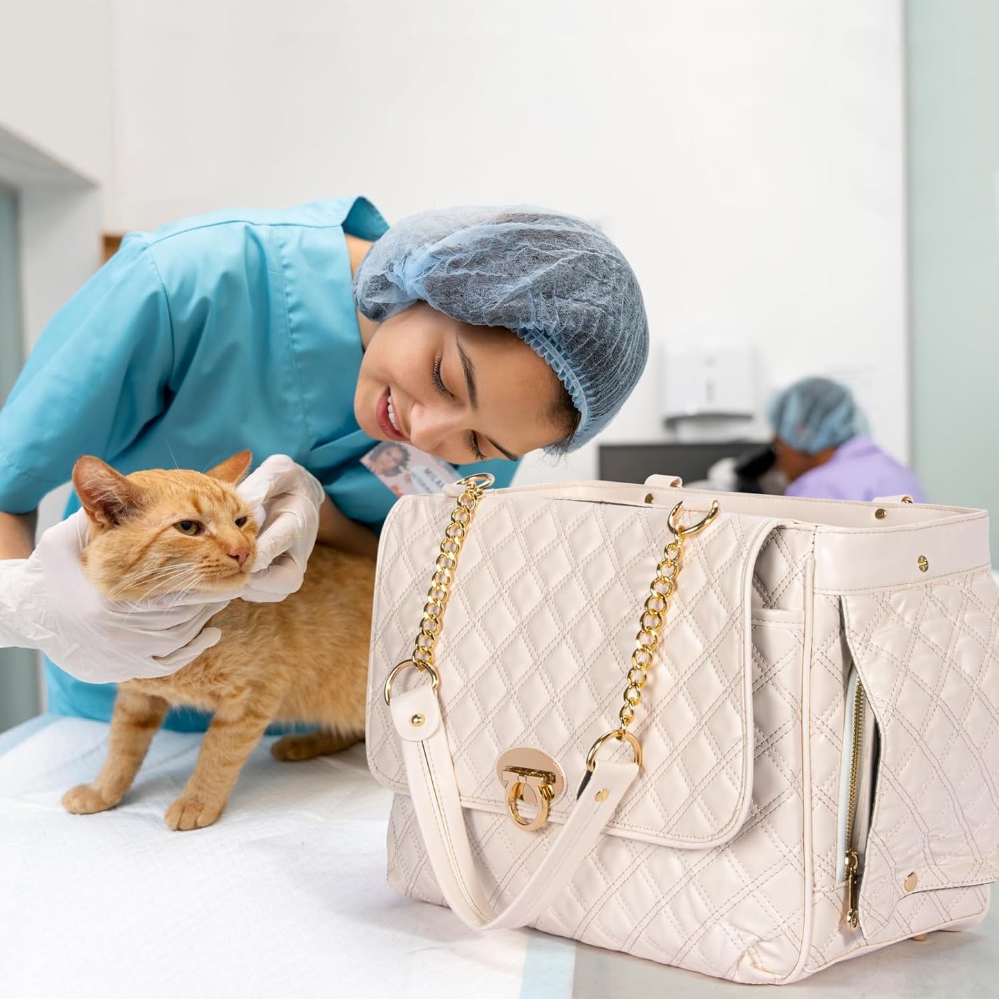 Fashion Pet Carrier Dogs Cat Small Animals Purse Bag, Leather Pet Carriers Dog Puppy Kitten Tote Travel Handbag TSA Airline-Approved