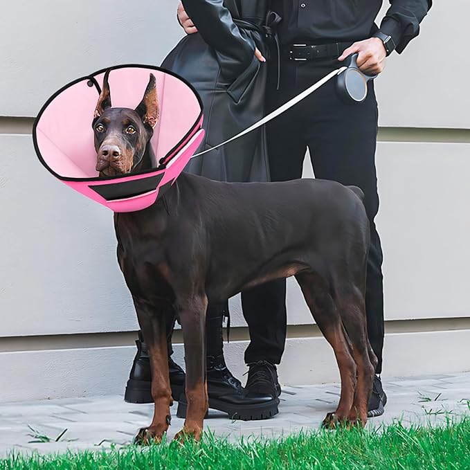 Small Dog Cone Collar, Adjustable Soft Dog Cone for Small Dogs to Stop Licking, Breathable Pet Recovery Cone for Small Male Female Dogs, Pink S