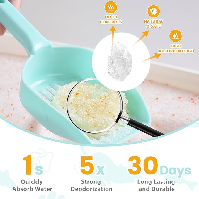 NEWORD Crystals Cat Litter Health Indicating Silica Gel Cat Litter, Color-Changing, 8lb, Urine PH Levels Detection Health Monitoring Non-Clumping Superior Odor Control Absorbent Lightweight, Unscented