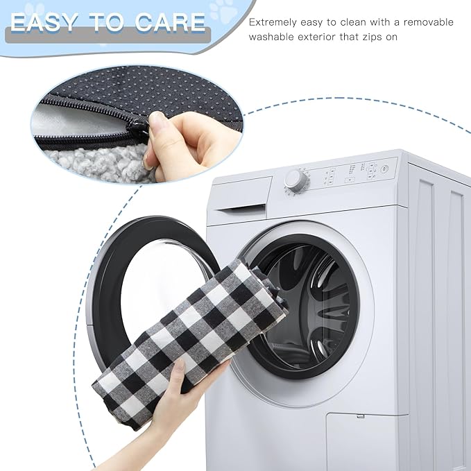 Cat Couch Bed - Cat Bed for Indoor Cats, Calming Pet Sofa Puppy Sleeping Bed with Removable Washable Cover, Cute Dog Couch and Kitty Lounge Chair for 18lbs Cats & Small Dogs(Black & White)