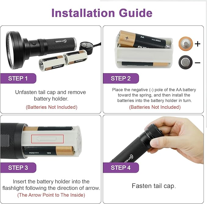 ESCO LITE UV Flashlight Black Light, 100 LED 395 nM Ultraviolet Flashlights UV Blacklight Detector for Dog Urine, Pet Stains and Bed Bug, Matching with Pet Odor Eliminator