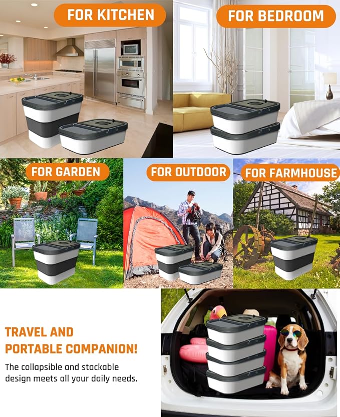 35lbs Dog Food Storage Container, Collapsible Dog Food Container, Wheels, Handle, Airtight Pet Food Storage Container, Scoop, 2L Small Dry Food Pail For Dog Cat Bird Food