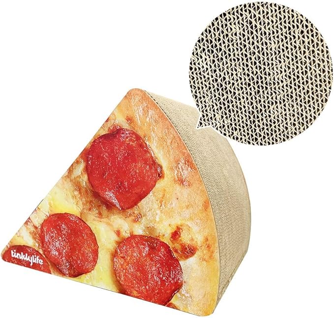 FluffyDream Cat Condo Scratcher Post Cardboard, Looking Well with Delicious Pizza Shape Cat Scratching House Bed Furniture Protector