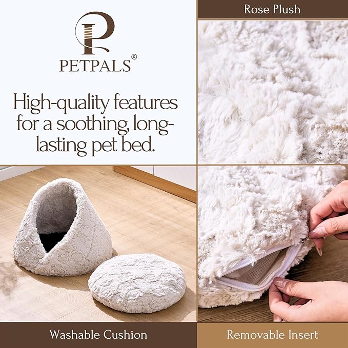 PetPals Cat Bed Made with a Soft Plush Material (Small, Rose Cradle)