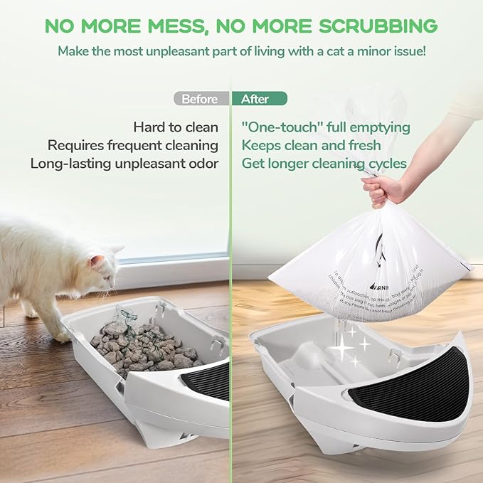 140 Count Litter Robot Bags Compatible with Robot 4 & 3, Automatic Cat Waste Drawer Liners for Most Pet Self-Cleaning Litter Box, 9-11 Gallon Capacity Replacement Disposable Kitty Poop Bag
