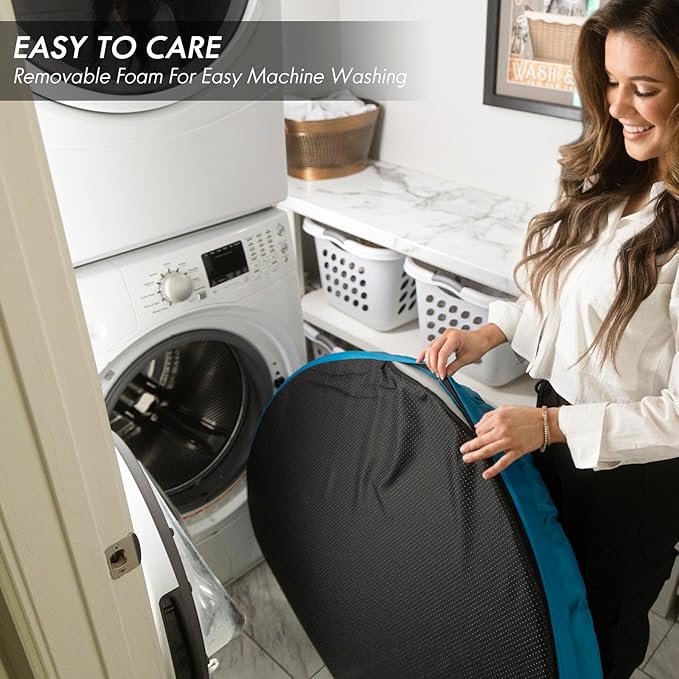 ClevaHome Orthopedic Dog Bed for Large Dogs, Dual Layer Water Repellent Round Pet Bed with Washable Cover Nonslip Bottom （Mosaic Blue）