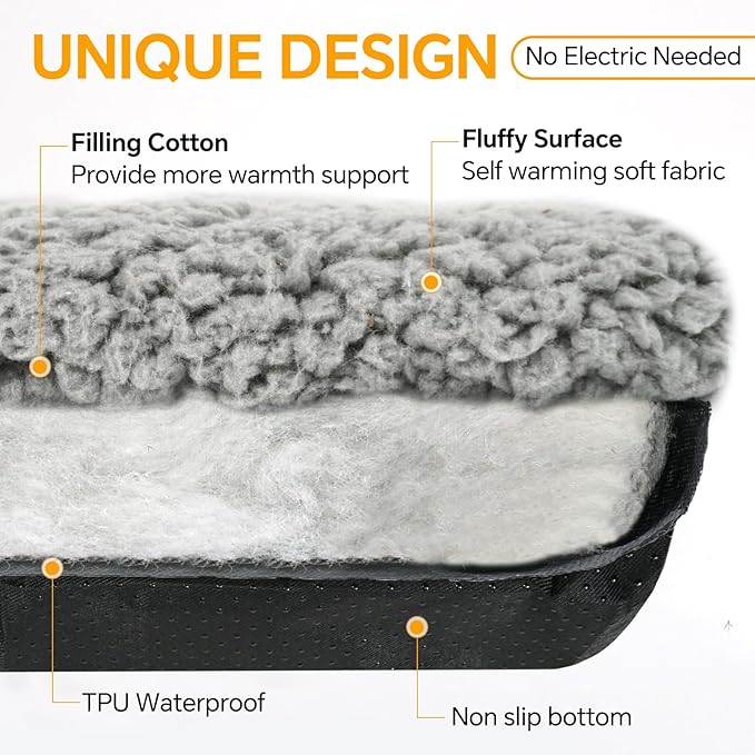 Self Warming Cat Bed Self Heating Cat & Dog Pad - Waterproof Heated Thermal Mat, Non-Slip, Washable for Senior Pets, Kittens, Dogs, Indoor/Outdoor Use, Non-Electric (Grey, 24" X 18")