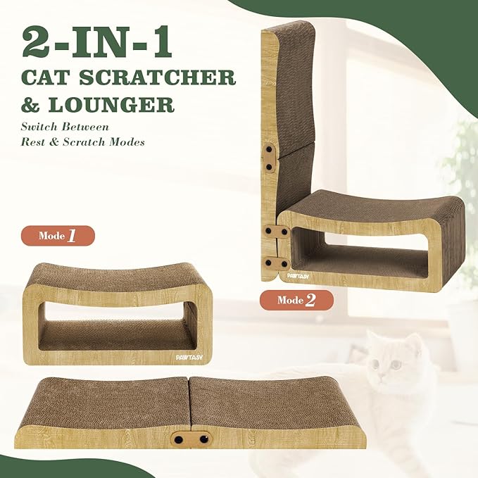 Cat Scratcher Cardboard 2 in 1 Cat Scratching Pad Multi-Functional Cat Scratch Board Furniture Scratcher Lounge Couch Bed for Indoor Cats Kitten to Play and Rest