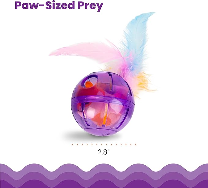 Catstages Hamster Ball Interactive Treat-Dispensing Ball Puzzle Cat Toy with Removable Squeaking Plush Hamster, Purple