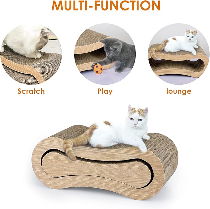 2 in 1 Cat Scratch Pad - Corrugated Cardboard Ultimate Cat Scratching Board, Reversible Cat Lounge Scratcher for Indoor Cats