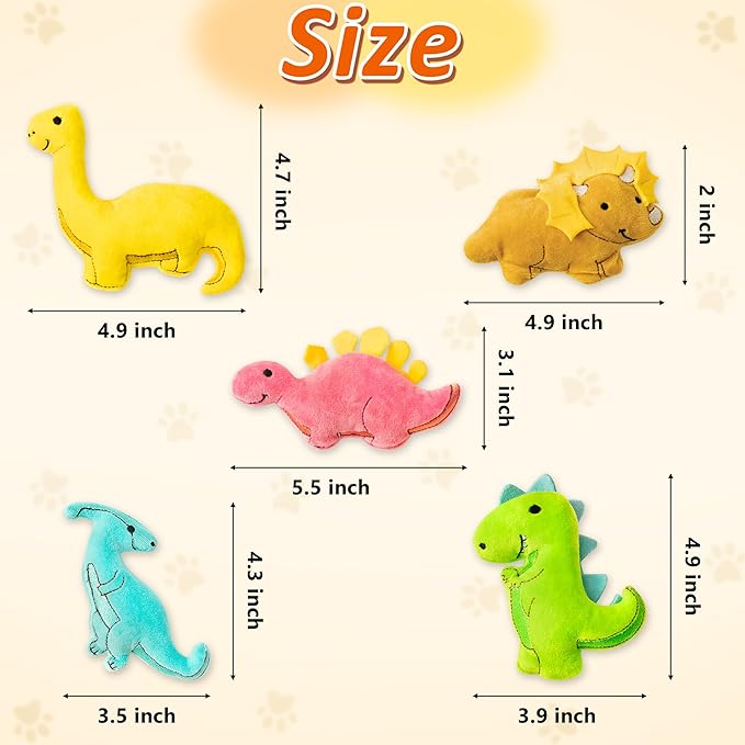 MALLMALL6 5Pcs Dinosaur Catnip Toys for Cat, Indoor Cat Chew Bite Kick Catmint Pet Supplies for Kitten Lover Gifts, Interactive Pet Toy with Cute Expression