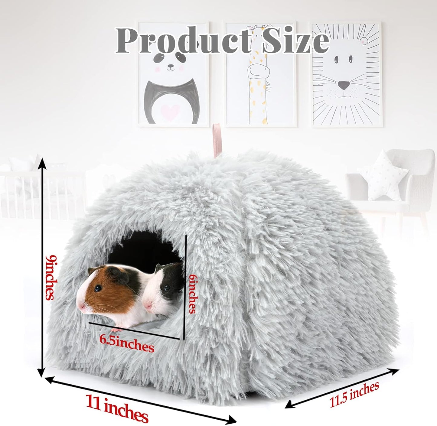 YUEPET Guinea Pig Bed Plush Calming Hideout, Warm Rabbit Hide for Hamsters Hedgehogs Ferrets Dwarf Rabbits and Other Small Animals(Grey)
