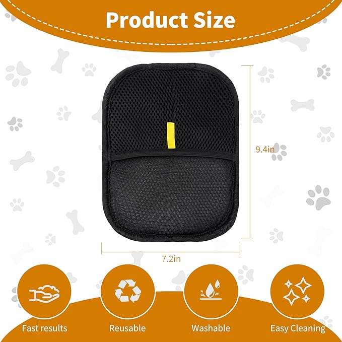 2PCS Electrostatic Pet Grooming Gloves, Reusable Hair Remover for Dog Cat Fur on Clothes Furniture Car Seat/Green