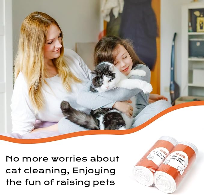 Cat Litter Box Liners 30 Count, 37" x 18" Jumbo Cat Litter Bags with Drawstring, XL Heavy Duty Litter Pan Liners, Litter Box Liners Tear Leak Resistant for Pet Supplies Simple Access