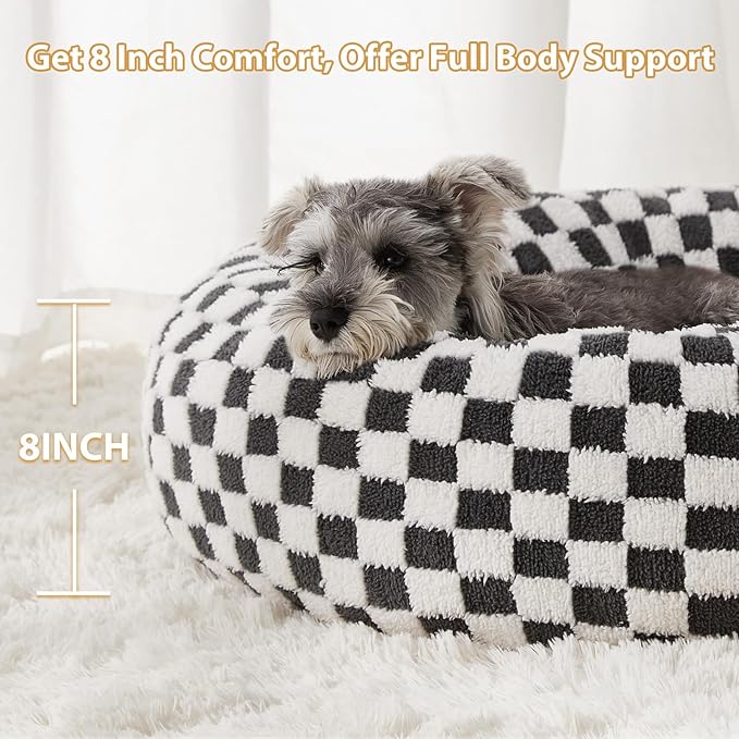 BFPETHOME Donut Dog Bed for Small Dogs, Round Cat Beds for Indoor Cats, Calming Pet Bed for Puppy and Kitty with Non-Slip Bottom, Cute Fancy Dog Bed Machine Washable Puppy Bed