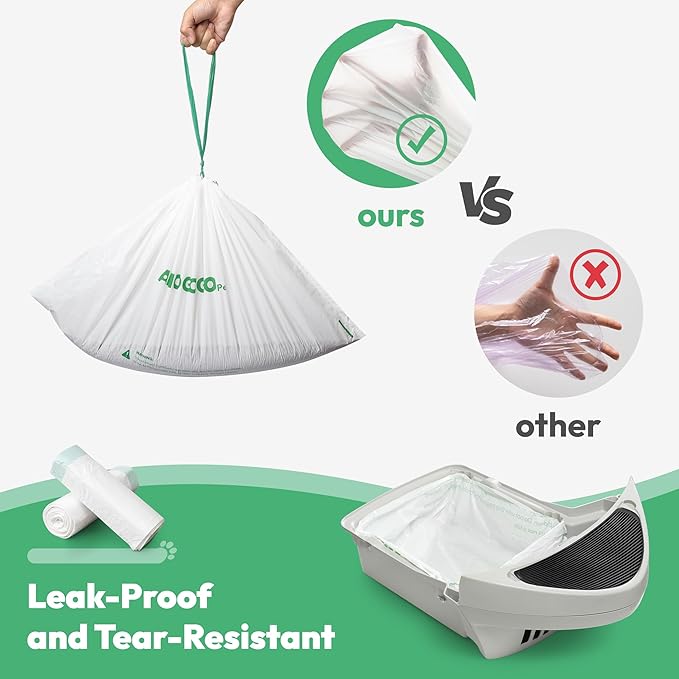 Waste Bags, Compatible with Litter Robot 4 & 3, Liners for Automatic Cat Litter Box Self Cleaning, 9-11 Gallon Capacity, Replacement Bags Liners with Drawstring 40 Pack, 25.8" x 21.5"